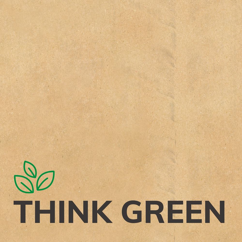 Think green, editable template for social media post