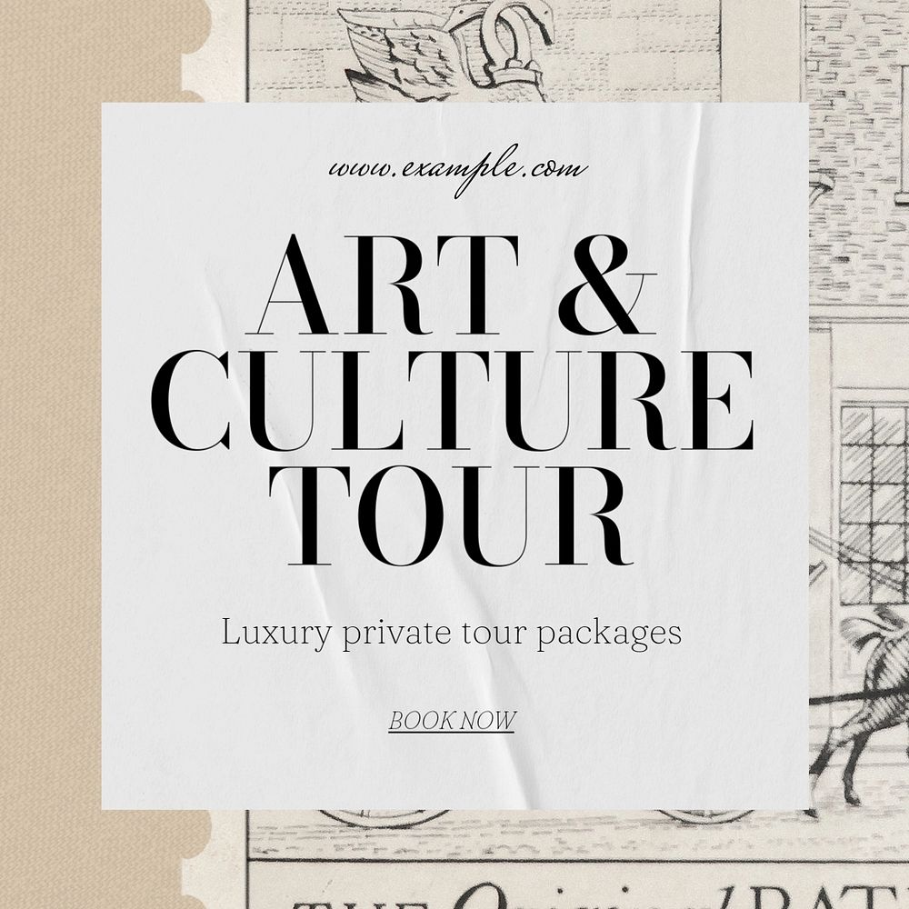 Art & culture tour Instagram post template, editable text