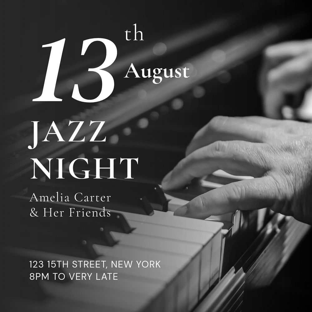 Jazz night Instagram post template, editable design