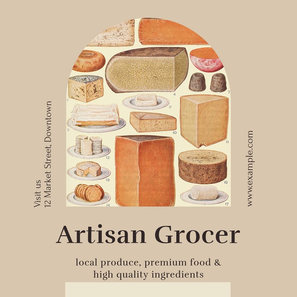 Artisan grocer Facebook post template, editable design