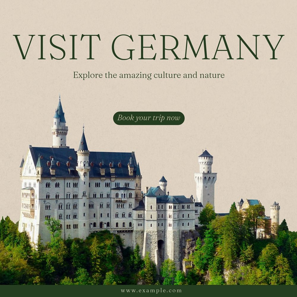 Visit Germany Instagram post template, editable text