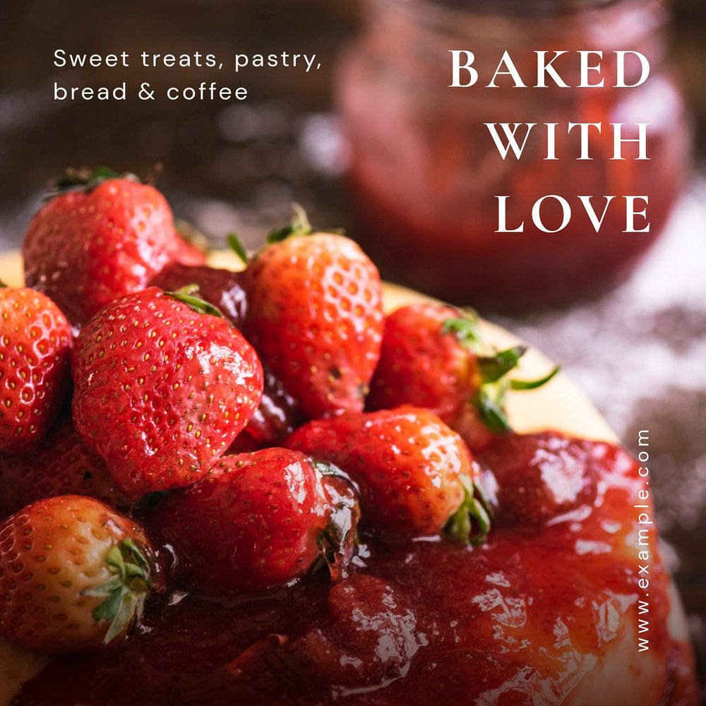 Baked with love Instagram post template, editable design