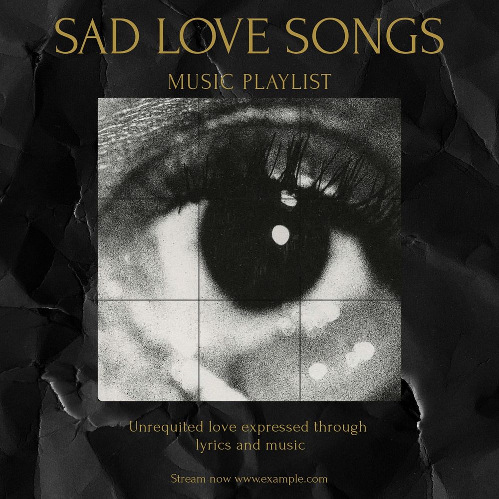 Sad love songs Instagram post template, editable social media design