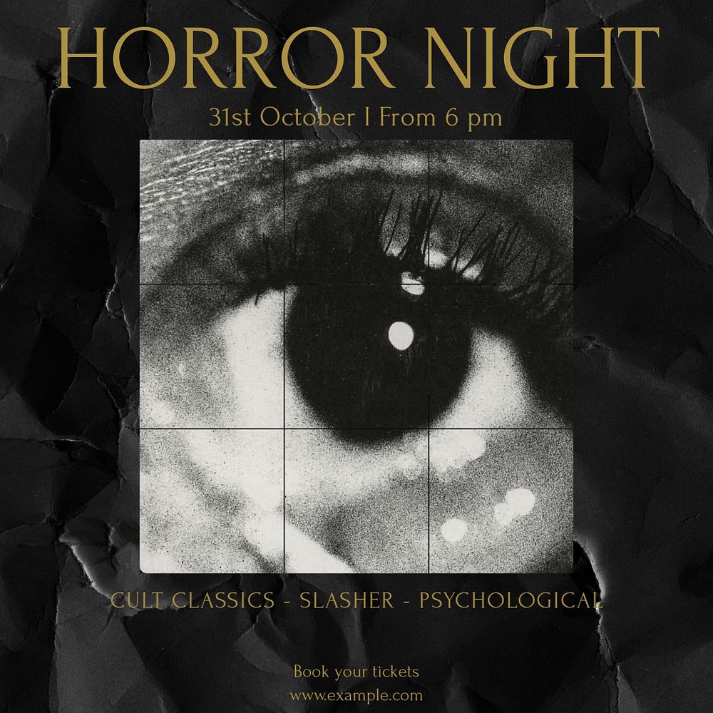 Horror night Instagram post template, editable social media design