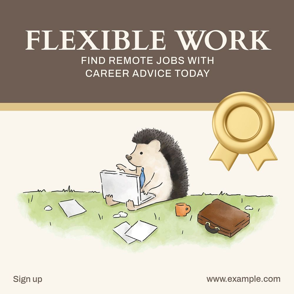 Flexible work Instagram post template, editable text