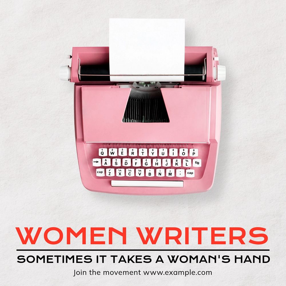 Women writers Instagram post template, editable text