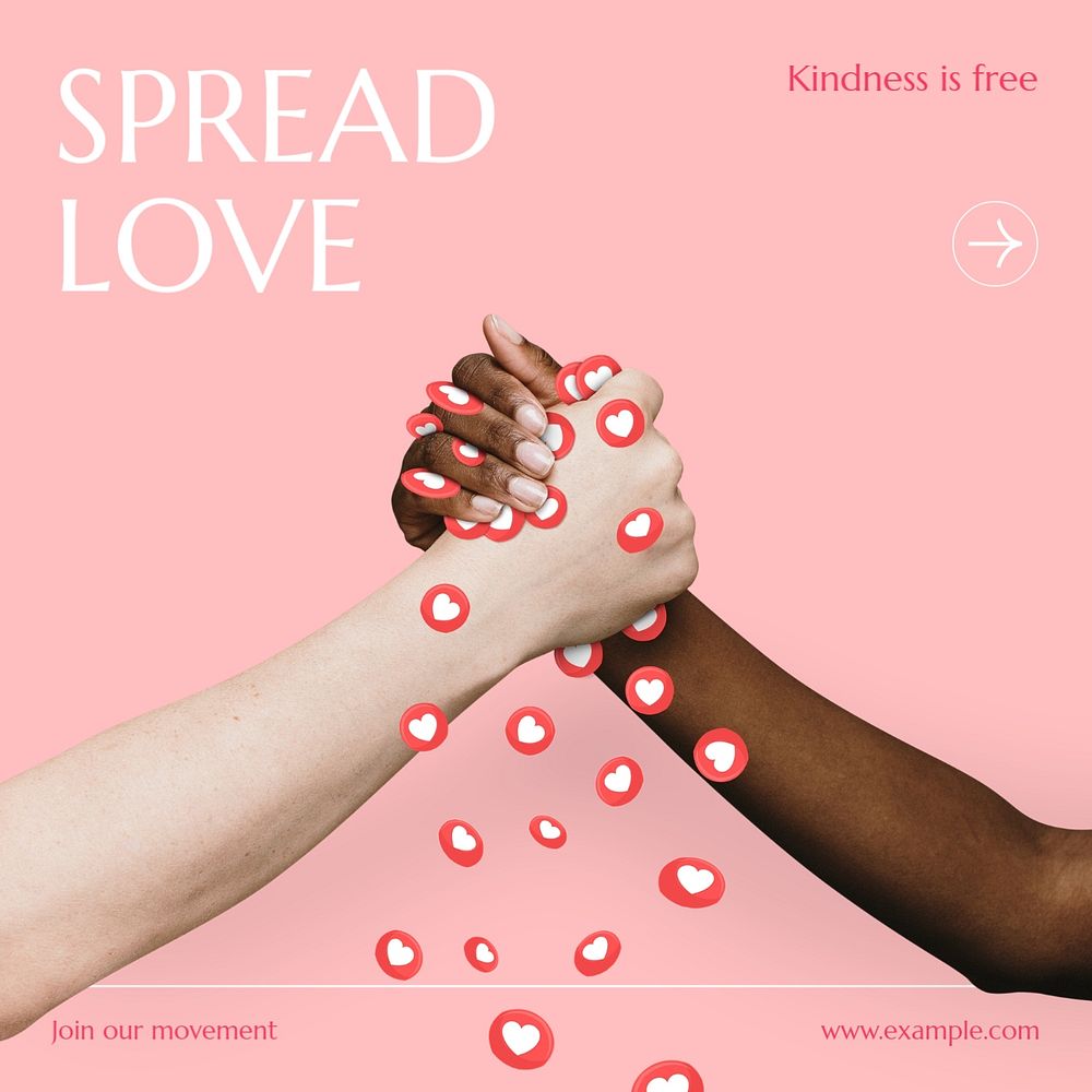 Spread love Instagram post template, editable text