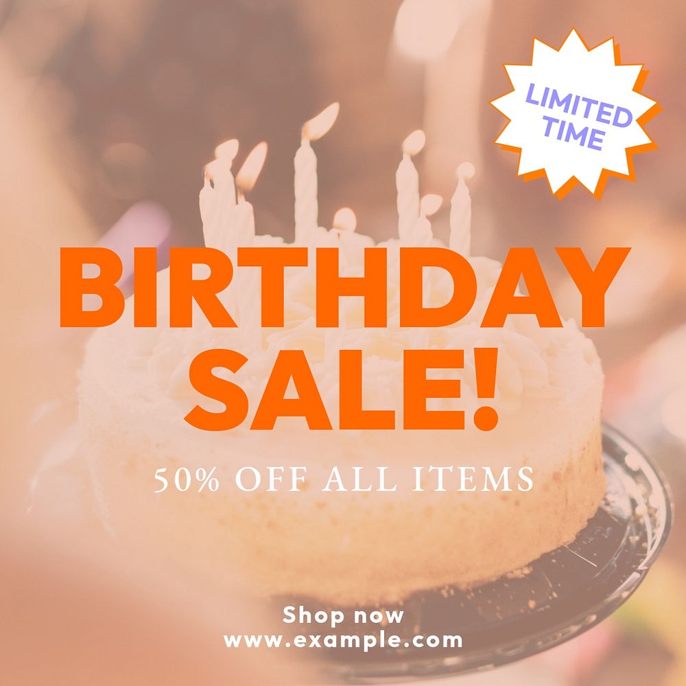 Birthday sale Instagram post template, editable design