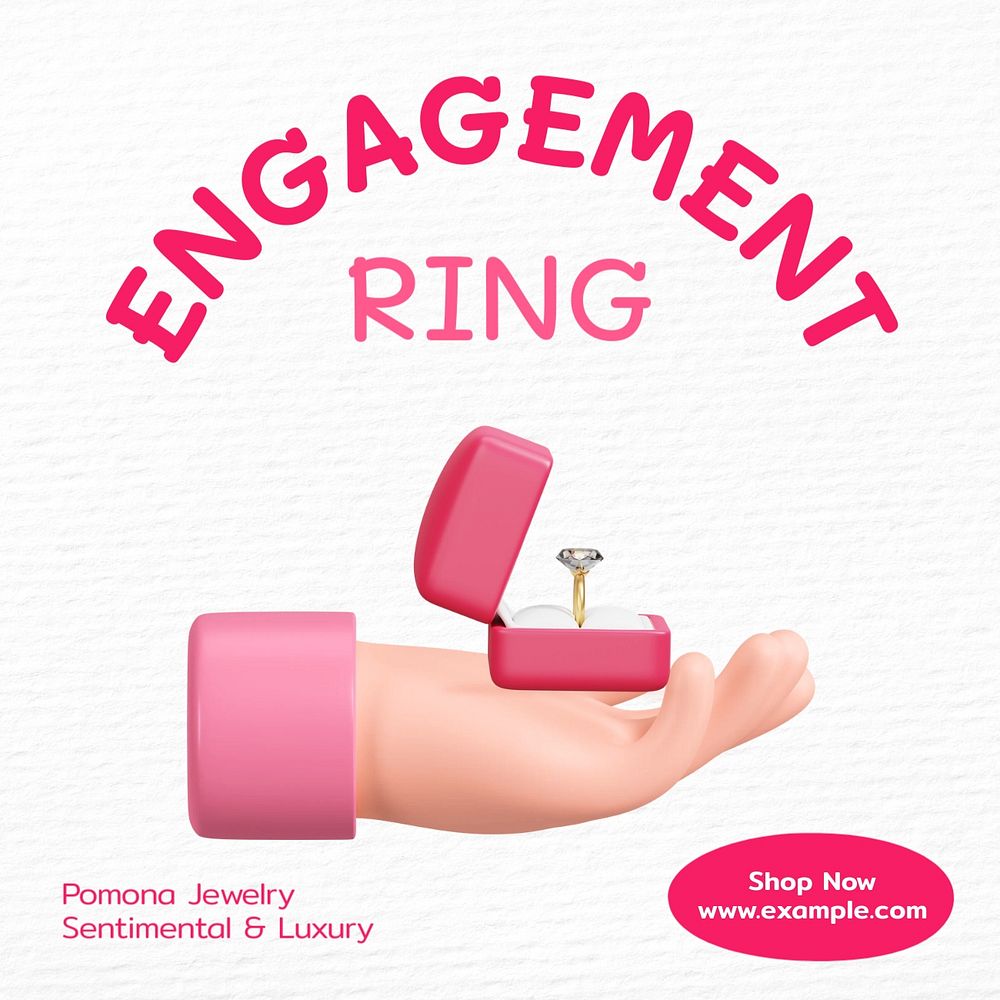 Engagement ring Instagram post template, editable text