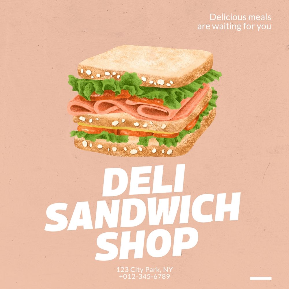 Deli shop Instagram post template, editable text