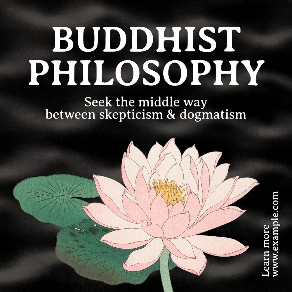 Buddhist philosophy Instagram post template, editable text