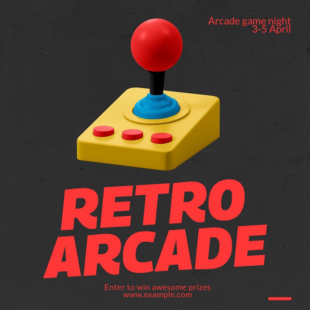 Retro Arcade Instagram post template, editable text