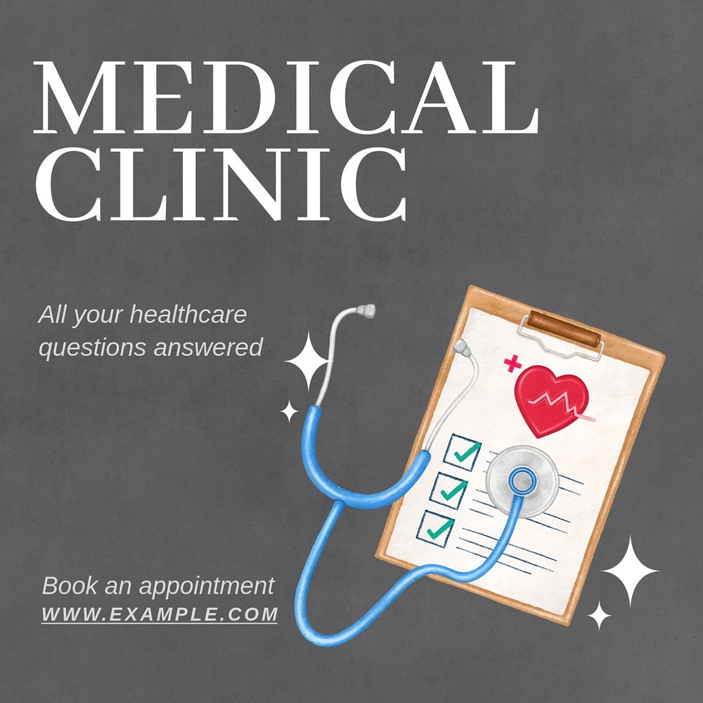 Medical clinic Instagram post template, editable text