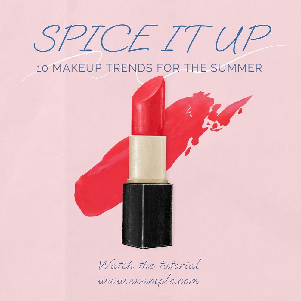 Spice it up makeup Instagram post template, editable text