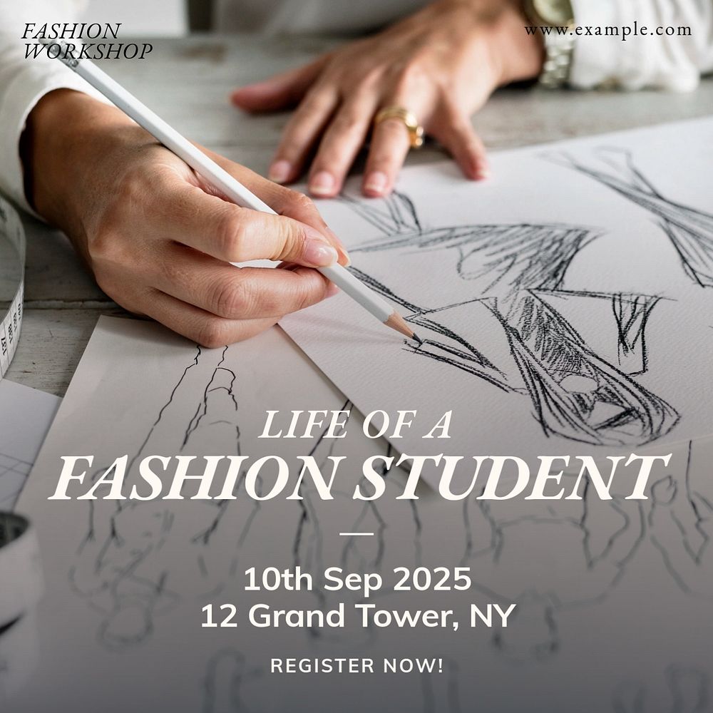 Fashion student Instagram post template, editable design