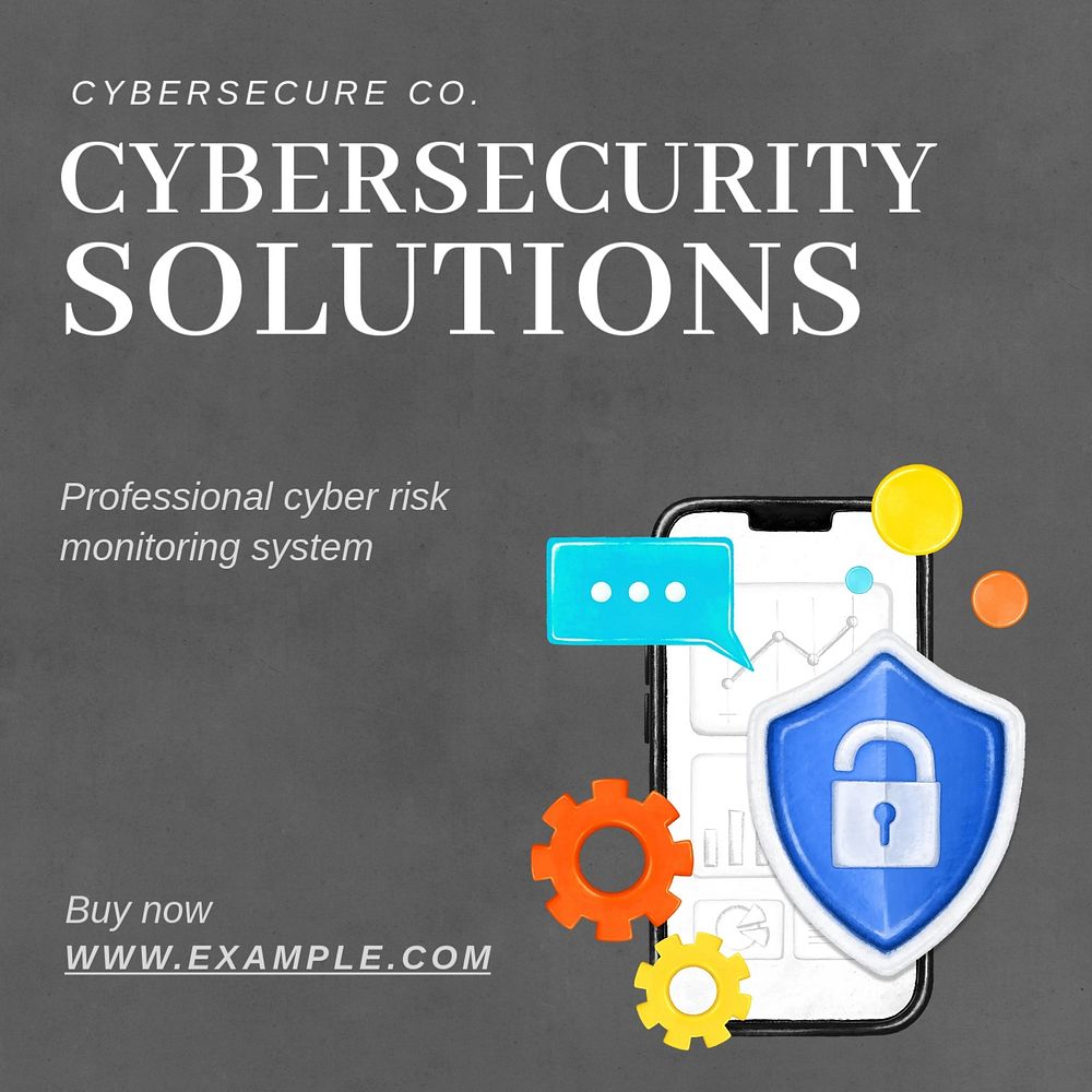 Cybersecurity solutions Instagram post template, editable text