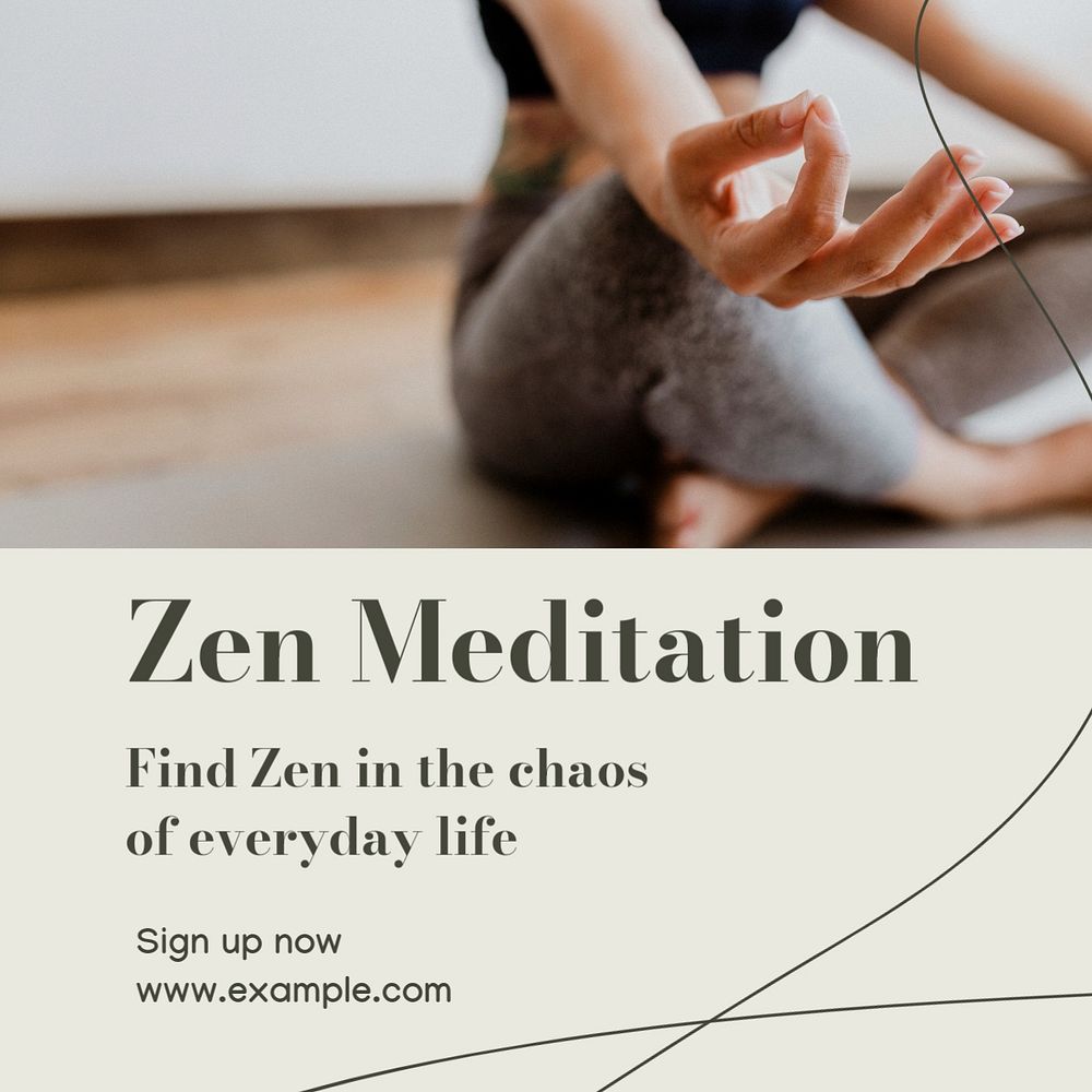 Zen meditation  Instagram post template, editable text