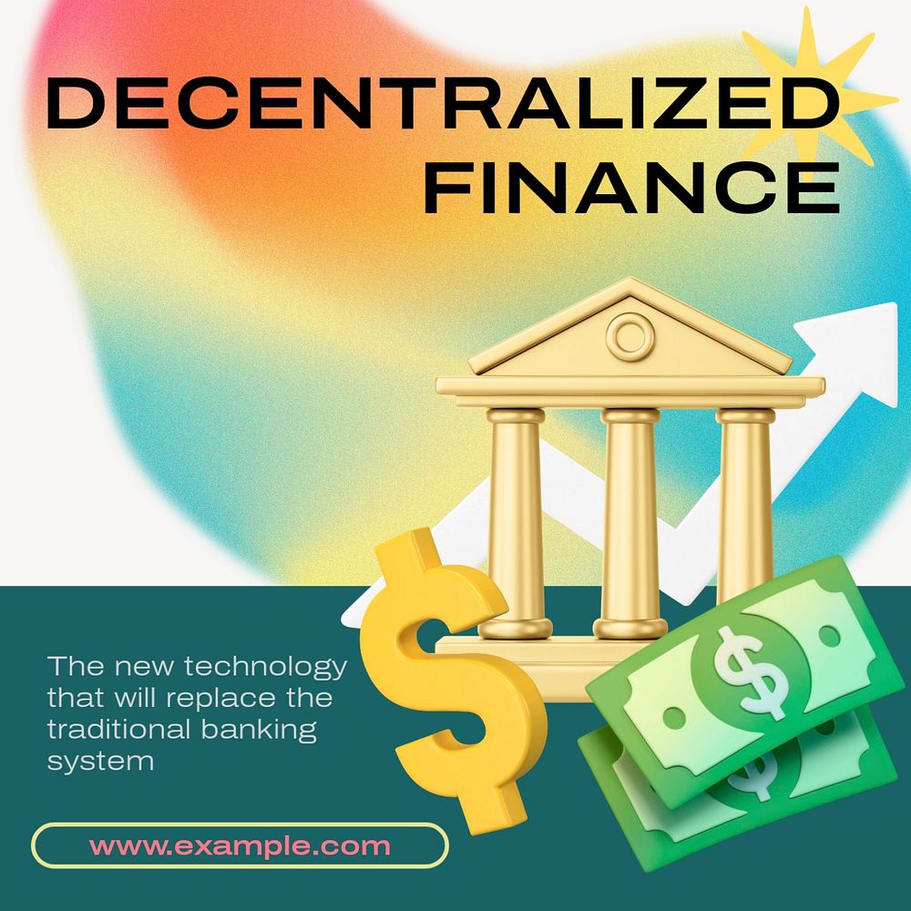 Decentralized finance Instagram post template, editable text