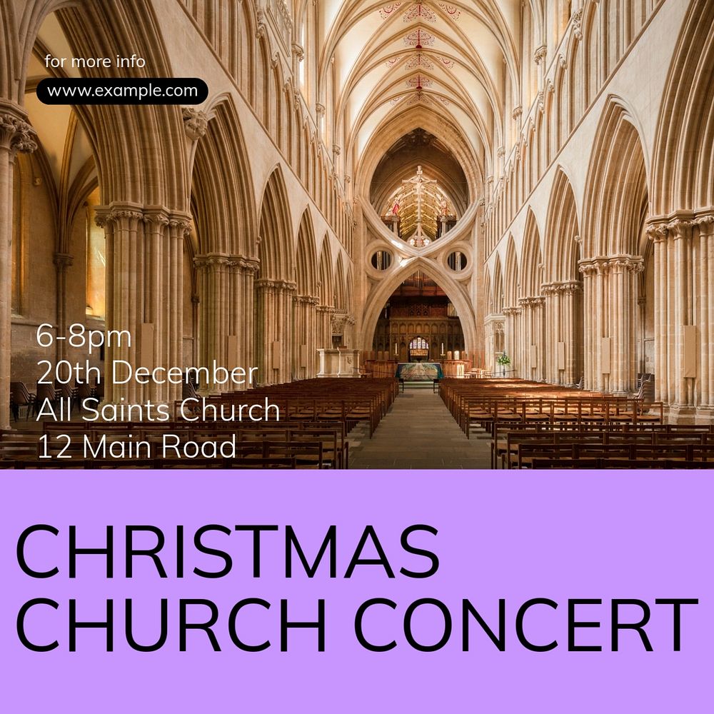 Christmas church concert Instagram post template, editable text