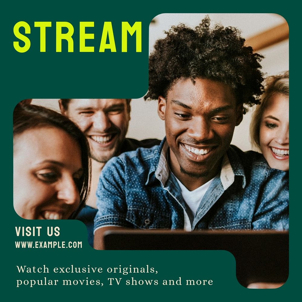 Movies streaming Instagram post template, editable text