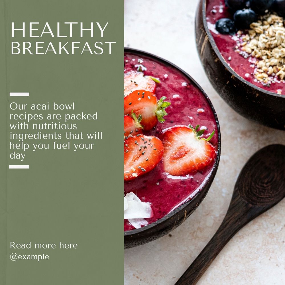 Healthy breakfast Instagram post template, editable text