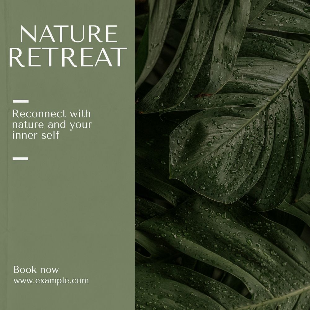 Nature retreat Instagram post template, editable text