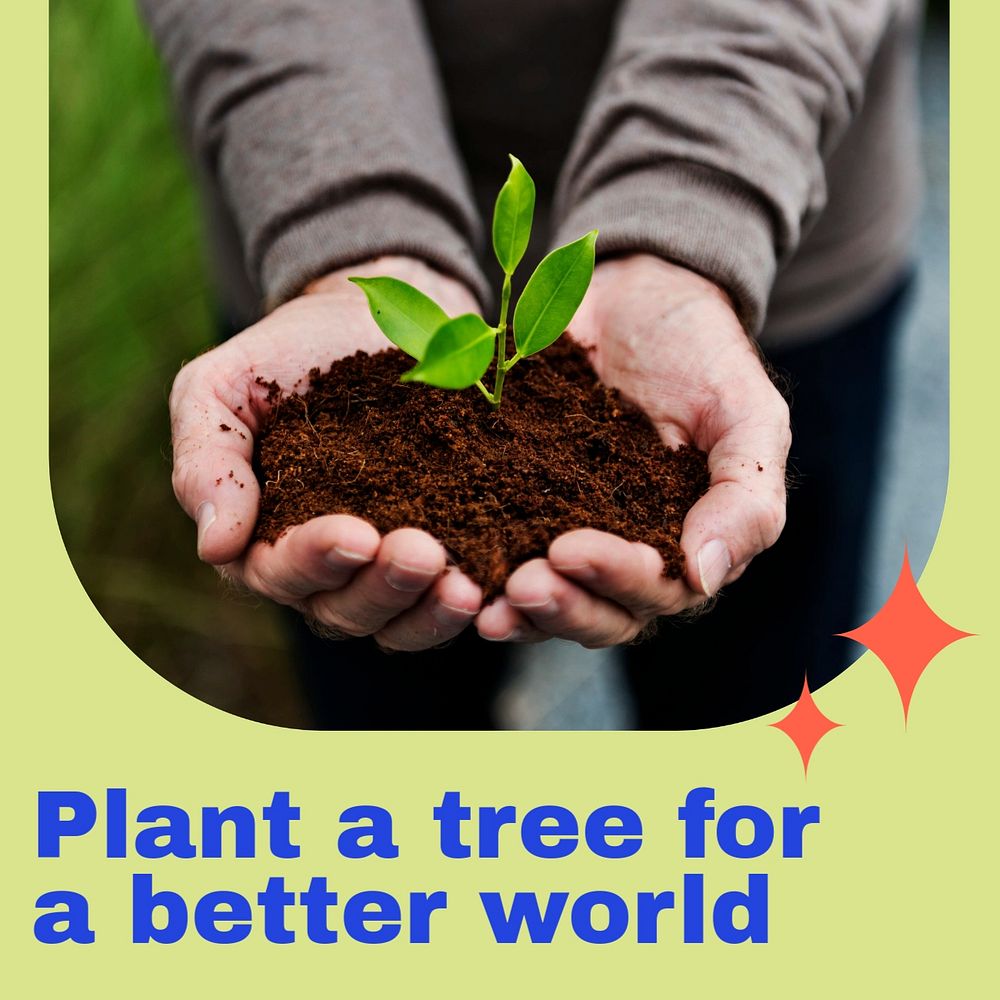 Plant a tree post template, editable text for social media