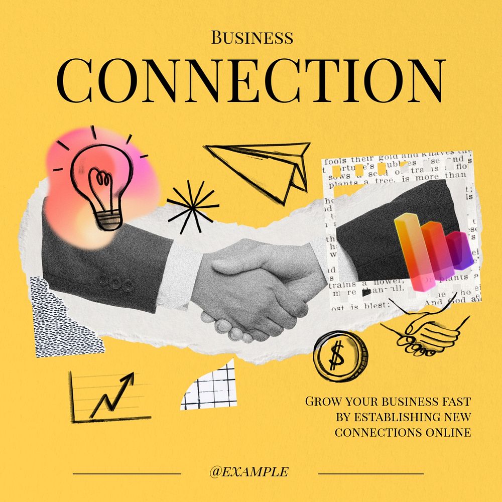 Business connection Instagram post template, editable design