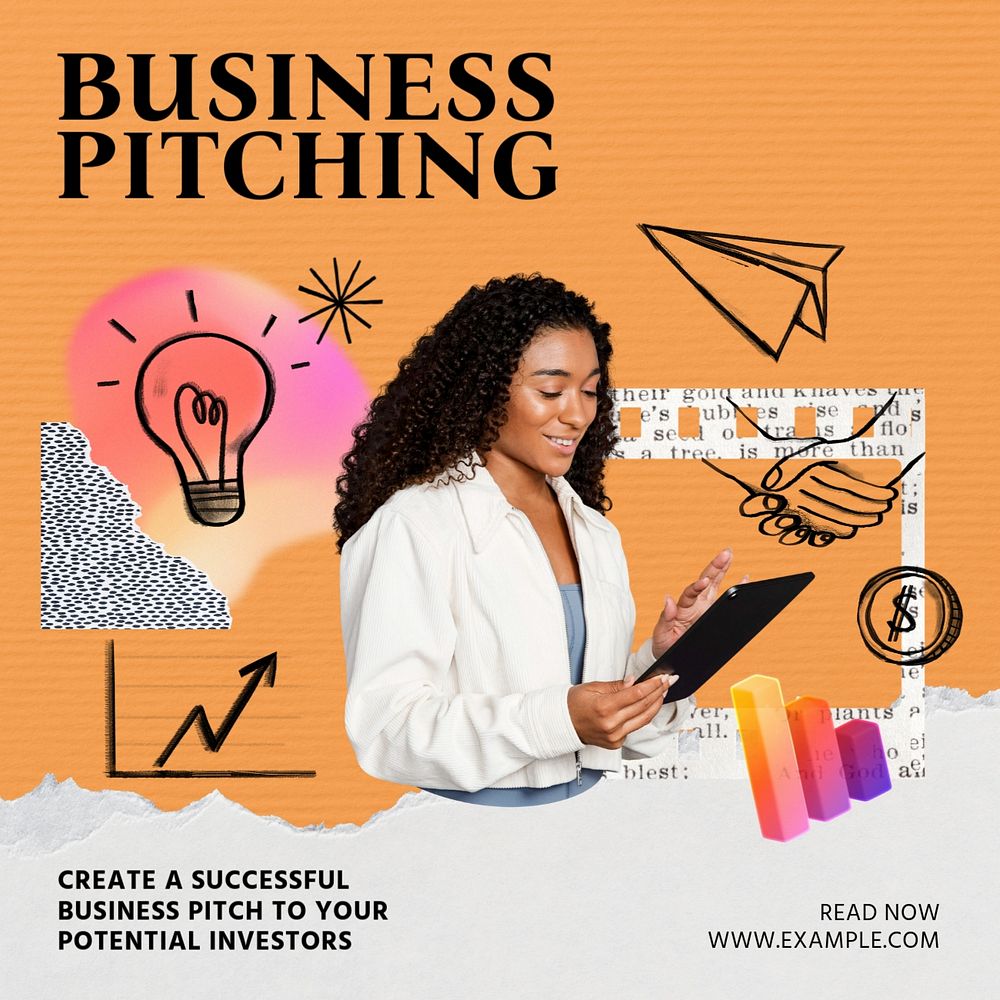 Business pitching Instagram post template, editable design