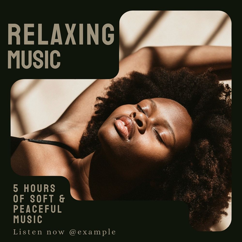 Relaxing music Instagram post template, editable text