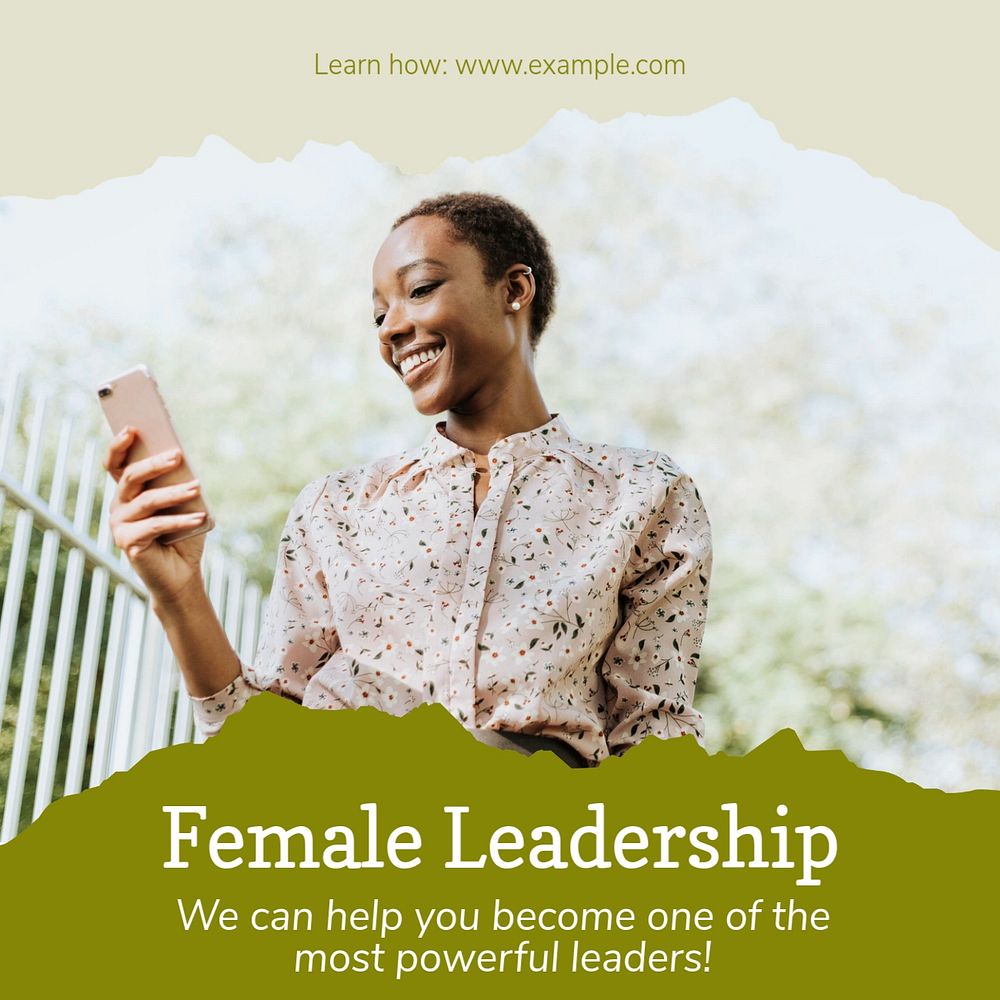 Female leadership post template, editable text for social media