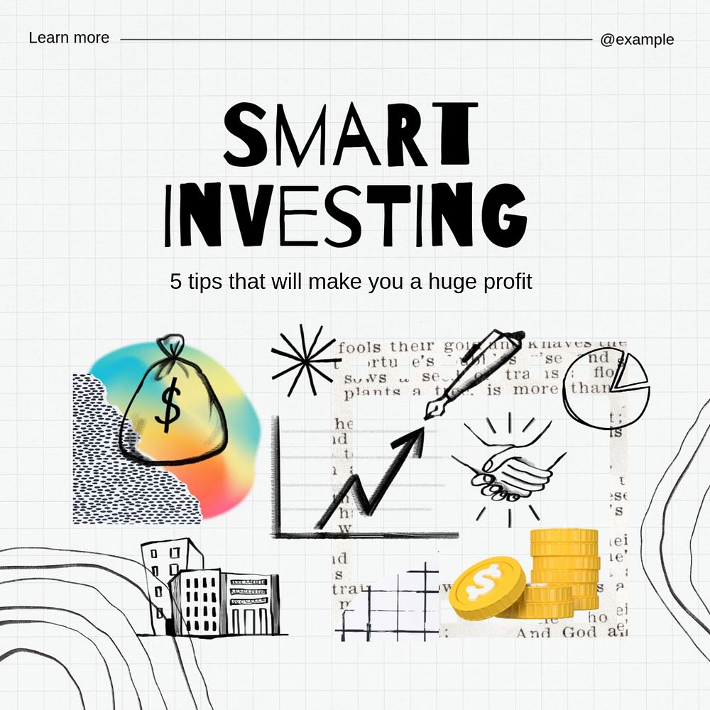 Smart investing Instagram post template, editable design