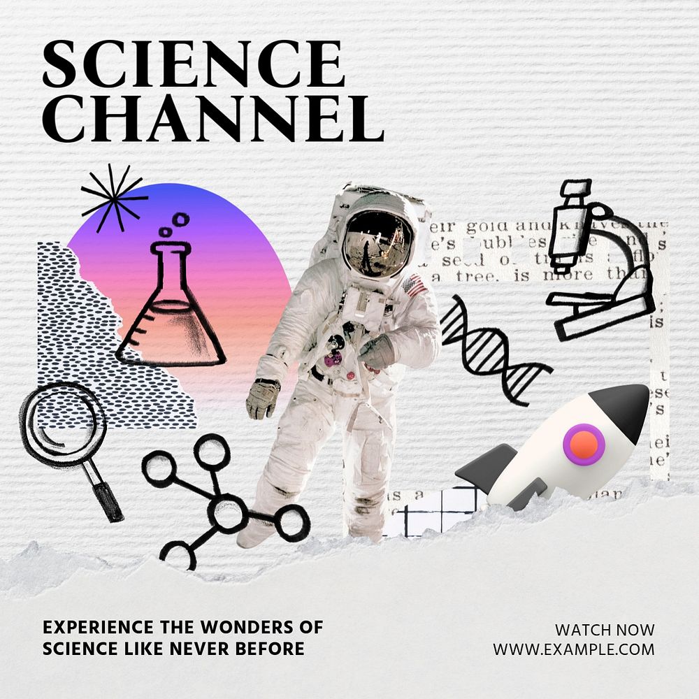 Science channel Instagram post template, editable text