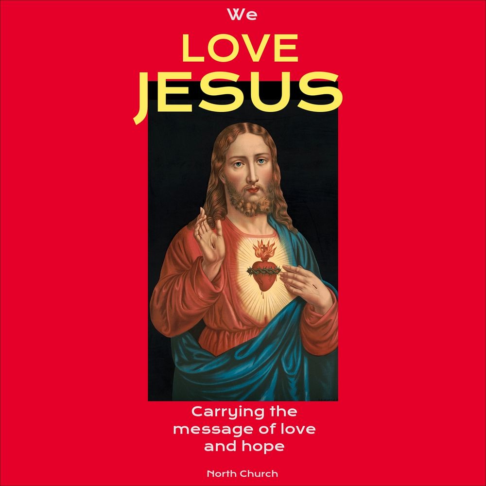 We love Jesus Instagram post template, editable text