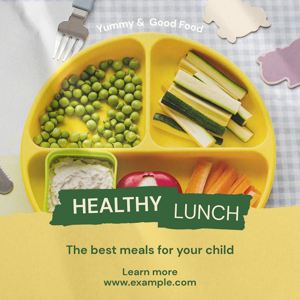 Healthy lunch Instagram post template, editable text