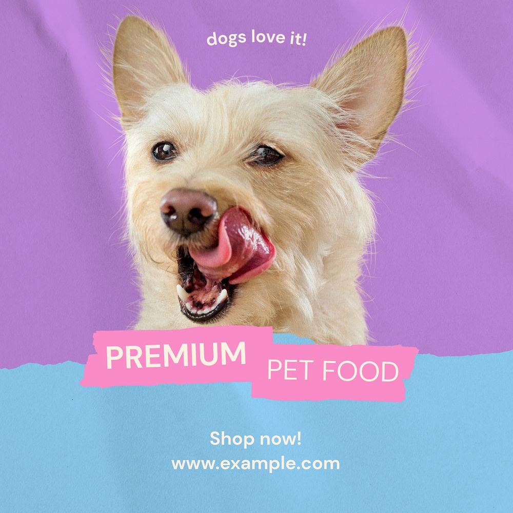 Premium pet food Instagram post template, editable text