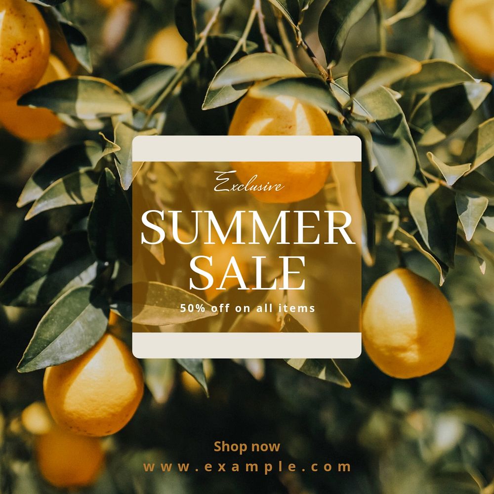 Summer sale post template, editable text for social media