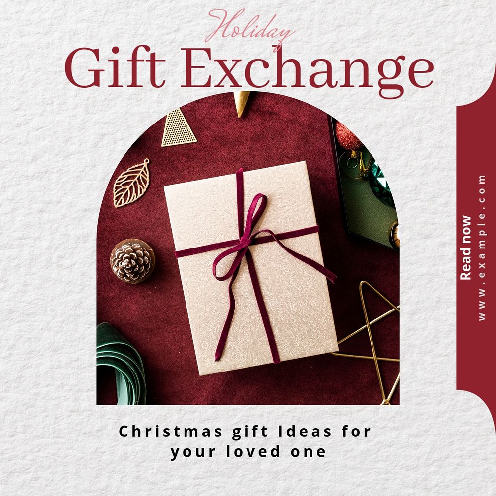 Gift exchange post template, editable text for social media