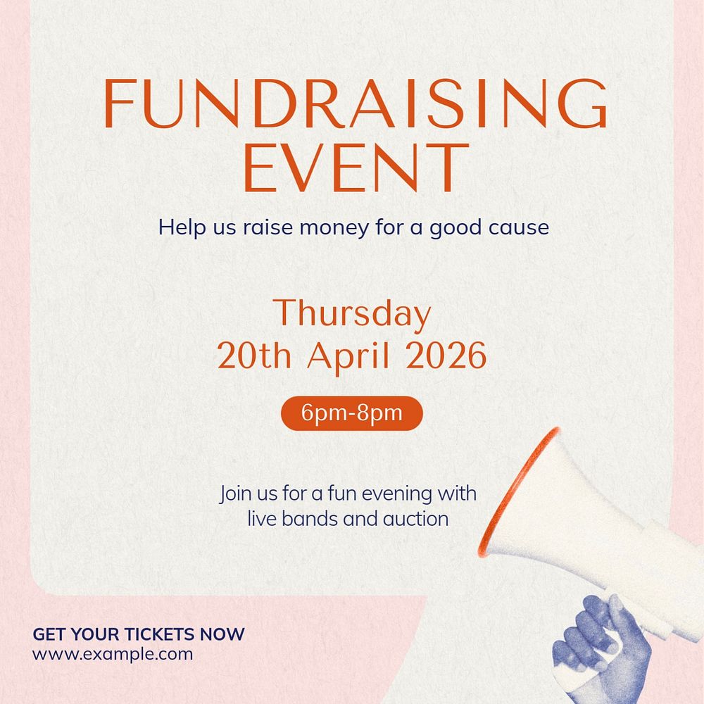 Fundraising event Instagram post template, editable text