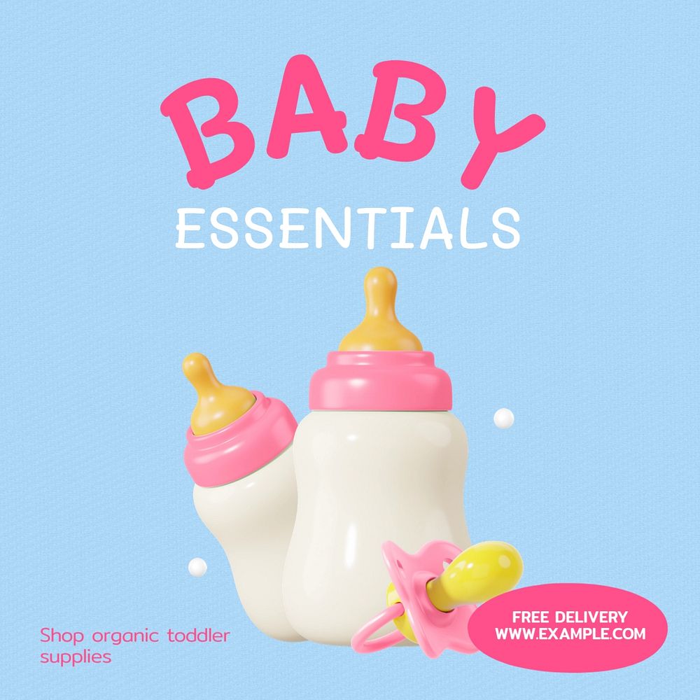 Baby essentials Instagram post template, editable text