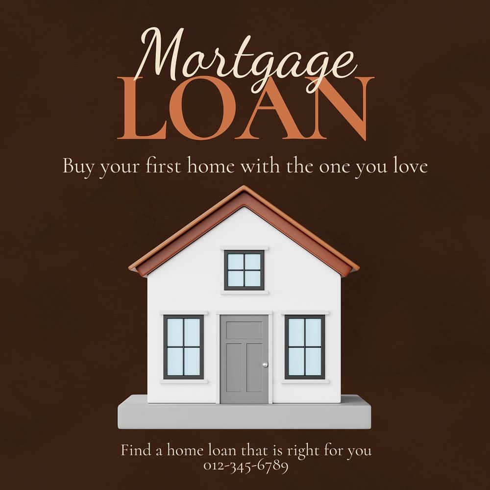 Mortgage loan Instagram post template, editable text