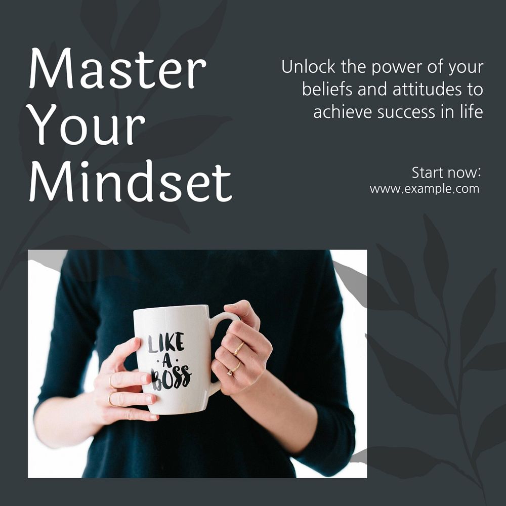 Master your mindset Instagram post template, editable design