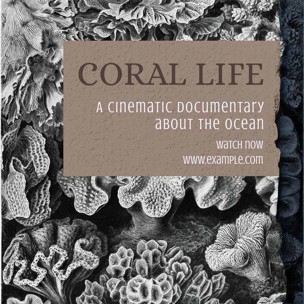 Coral life Instagram post template, editable text