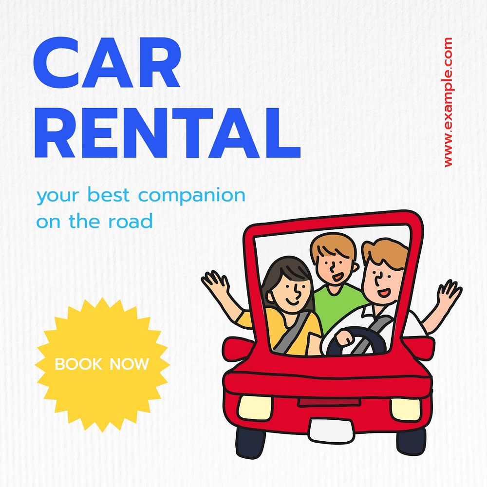 Car rental Instagram post template, editable text