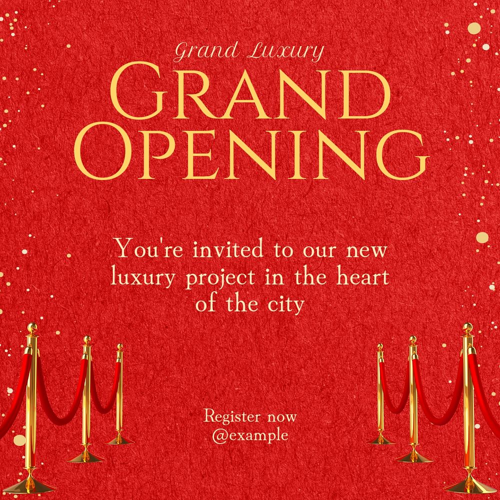 Grand opening Instagram post template, editable text