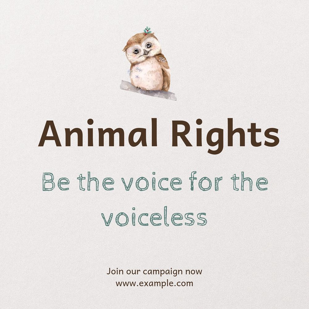 Animal rights Instagram post template, editable text