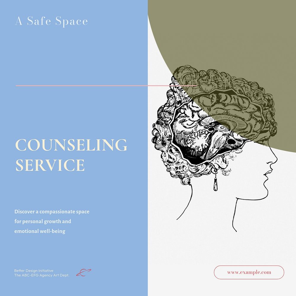 Counseling service Facebook post template, editable design