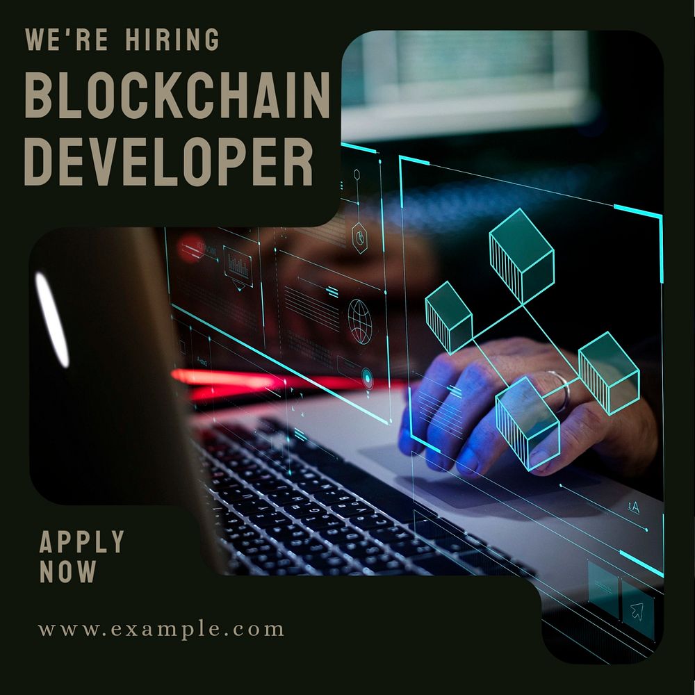 Blockchain developer Instagram post template, editable design