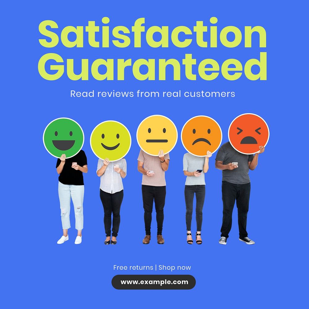 Satisfaction guaranteed Instagram post template, editable text