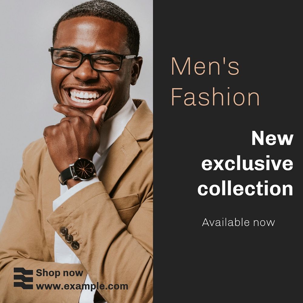 Men's fashion Instagram post template, editable design